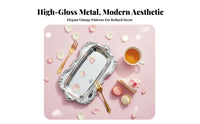 European Design Dessert Plate Mirror Finish Stainless Steel Serving Platter Light Elegant Design Rectangular Decorative Tray for Afternoon Tea