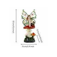Luminous Fairy Statue Whimsical Mushroom Fairy Lamp Cute Solar Mushroom Statue for Patio, Balcony