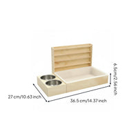 Wooden Rabbit Hay Feeder Compact Small Pet Hay Rack Light-Colored Tray