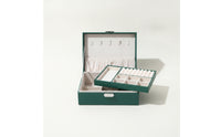 Leather-Like Double-Layer Jewelry Box Hard-Shell Jewelry Box with Removable Tray Multi-Compartment Long-Lasting for Women, Travelers, Dressing Table, Travel