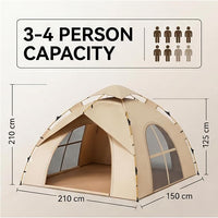 Automatic Camping Tent for 3-4 People, Double Layer Instant Setup Outdoor Shelter, Lightweight Portable Tent