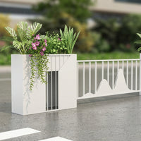 Galvanized Metal Outdoor Planter Box, Large Planters for Outdoor Plants, Modern Minimalist Flower Box Divider for Garden Patio Businesses
