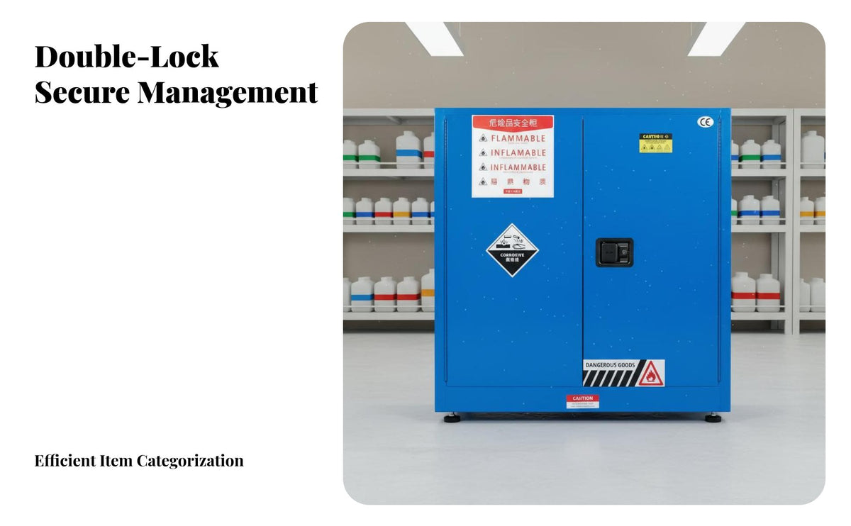 Cabinet Reactive and Alkali Resistant Fire Resistant Cabinet Double Lock Design Risky Material Locker for Lab Technicians, Factories