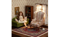 1:6 Scale Armchair Handmade Dollhouse Wingback Chair Detail Miniature Floral Textile for Diorama