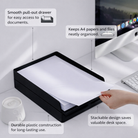 File Organizer for Office Desk, Stackable Pull Out Document Tray A4 Paper Modular Workspace Organization Storage
