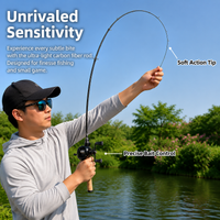 Carbon Fibre Fishing Set, 1.68m Soft Action Fishing Rod & Reel Combo, 2 Section Fishing Pole for Stream Fishing