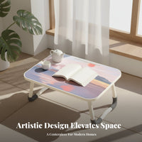 adaptable Foldable Laptop Table with openings Artistic Print Surface Foldable Laptop Table with Tablet opening No Installation Required Lap Desk Rounded Edges for Students, work-from-anywhere Workers, Dorm Room, Bedroom, Bay casement, Home Office