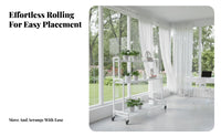 Multitier Design 4-Tier Rolling Plant Stand With casters Flower Rack Space-Saving Tiered Shelf Hollow lattice Shelves for Gardeners, Apartment Dwellers, Homeowners, Balcony, Living Room, Indoor, Outdoor