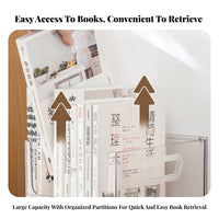 Large Capacity Adjustable Desktop Bookshelf Portable with Handle Expandable Desktop Bookshelf Sturdy PET Material for Students, Study Room