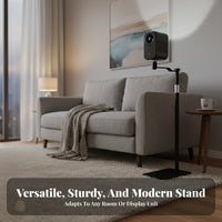 Universal Compatibility Display Device Floor Stand Space-Saving Design Display Device Tray Stand Heavy-Duty Carbon Steel Sturdy Construction for Renters, Bedroom, Small Areas, Living Room