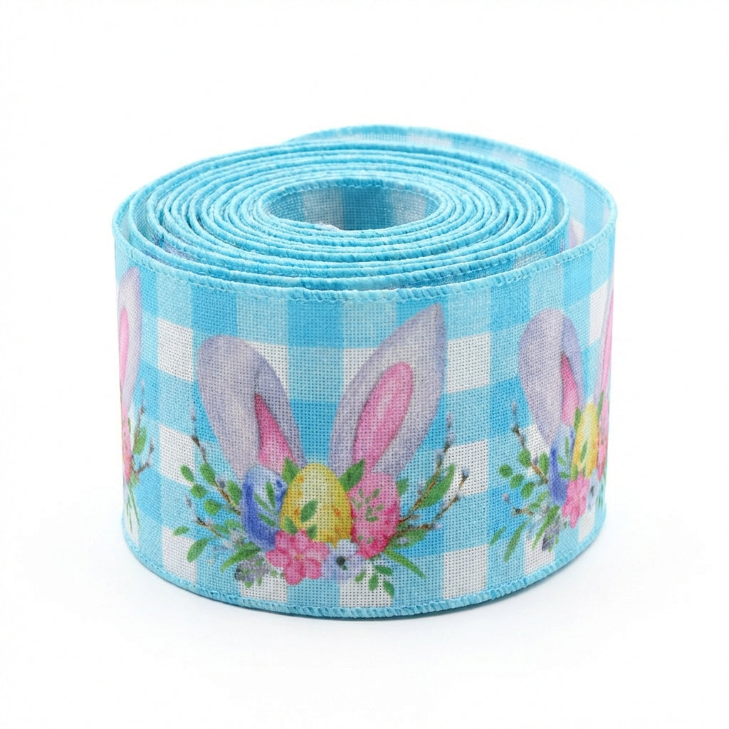 5 Yards Easter Wired Ribbon DIY Friendly Easter Craft Ribbon Rustic for Crafters, Decorators, Wreath Making, Holiday Celebrations, Party Decoration, Gift Wrapping