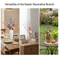 Easter Egg Carrot Picks Decorative Artificial Branch Easter Eggs Stem Festive Design for Celebration Floral Arrangement, Tabletop Centerpiece, Home Vase Decor, Mantel, Porch