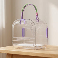 Portable Bird Cage and Transparent Bird Cage with Cover, Outdoor Bird Carrier for Parrot, Small Size Handheld Animal Transport with Perch