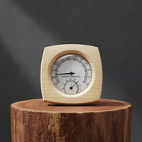 Wooden Sauna Thermal-Hygrometer Mechanical 2-in-1 Sauna Thermometer Hygrometer Easy to Read Wood Frame Temperature Humidity Gauge for Spa