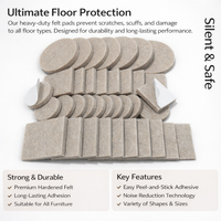 Self Adhesive Felt Furniture Pads for Hardwood Floors, Thickened Felt Furniture Leg Pads, Table Protector Felt Mats for Tables