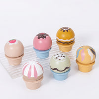Compact Wooden Ice Cream Cake Toy Sturdy Maple Wood Cake Toy Fine Motor Skills Wooden Dessert Playset Smooth Edges for Early Learning