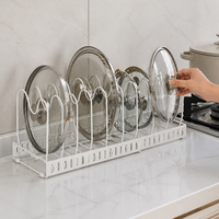 Expandable Pot Lid Holder Rack Countertop Cutting Board Organizer Multi-functional Kitchen Storage Drainer