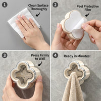 Household Bathroom Towel Hooks and Cloth Holder for Kitchen, No Drill Wall Mounted and Single