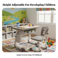 Safe & Long-Lasting Adjustable Kids Desk and Chair Sturdy & Stable Height Adjustable Classroom Desk Large Desktop children's Study Table Set Space-Saving for Students, Tutoring Center, Bedroom, Home, Playroom