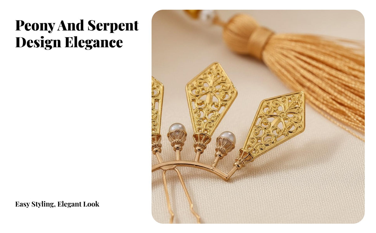 Peony Flower Hair Clip Full of Oriental Charm Tang Period Design Hair Jewelry Vintage Look Chinese Traditional Hairpin for Cosplayers, Actors
