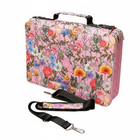 384 Slot Pencil Holder Individual Elastic Slots Large Capacity Pencil Organizer Floral Print Pen Case for Students, Artists, Travel