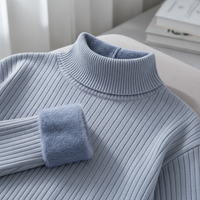 Women's Fleece Lined Turtleneck Sweater Winter Warm Knitted Base Layer Top
