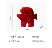 Modern Minimalist Flocked Fish Figurine for Tabletop Decor