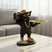 Canine Statue Tray Twofold Function Canine Butler Statue Creative Designed Canine Butler Figurine for Living Room, Desktop