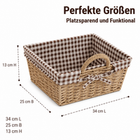Storage Basket Set of 3, Woven Basket with Handles, Natural Plant Fiber Basket for Fruit, Vegetables, Kitchen, 34/31/27cm