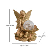 Fairy Statue with Globe Outdoor Fairy Garden Ornament Sun-Powered Garden Statue for Flower Bed, Pathway