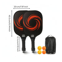 2 Pieces Fiberglass Pickleball Set with Balls 16mm Pickleball Paddles Textured Grip Rackets USAPA Approved for Adults, Beginners, Match Play, Training