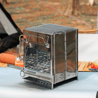 Portable Biofuel Firewood Cooker Lightweight Foldable  Stainless Steel Camping Grill for Backpackers, Backpacking, Picnic