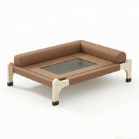 Breathable Elevated Pet Bed Low-Rise Pet Cot with Wooden Frame Indoor Raised Dog Bed Modern for Small Dogs, Cats, Young Dogs, Living Room, Bedroom, Balcony