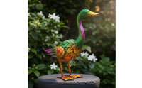 2 Pieces Vivid Colors Duck Statue Hand Painted Metal Duck Sculpture Retro Design for Outdoor