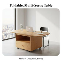 Expandable Rolling Storage Table Foldable Design Living Room Furniture Folding with Wheels for Families, Students, Office