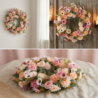 Artificial Flower Wreath Lifelike Silk Flower Wreath Decorative Indoor for Entryway, Entryway
