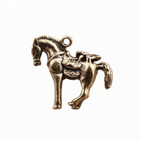Brass Horse Figurine Cast Metal Horse Ornament Animal Decor Worn Look Decorative
