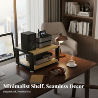 Space-Saving Desktop Amplifier Stand Ventilated-Air Design Audio Equipment Rack Sturdy Construction Audio Component Shelf Multifunctional for High-Fidelity Enthusiasts, Audiophiles, Living Room