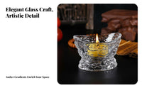 Windproof Design Glass Yuanbao Candle Holder Auspicious Symbol Sycee Shaped Tea Light Holder for Buddhists, Home Decorators, Meditation Room