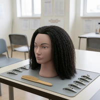 Hairdressing Practice Mannequin Head 14-Inch Synthetic Hair Mannequin Head Can Be Curled for Hairdressers