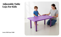 Safety Rounded Corners Adjustable Kids Table and Chair Set Easy to Clean Plastic Rectangular children's Table Ergonomic Design Toddler Learning Desk Strong Load-Bearing for Preschoolers, Toddlers, Teachers, Kindergarten, Home, Playroom, Daycare