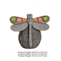 Dragonfly Outdoor Luminaire with Stone-Look Base Outdoor Sculpture Lamp Decor for Gardeners, Patio, Pathway
