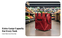 Large Capacity Trolley Bag Sturdy Construction Wheeled Shopping Bag Sturdy Body Folding Grocery Trolley for Shoppers, Travel, Moving, Outdoor Markets