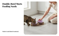 Reduces Neck Strain Elevated Double Cat Bowl Easy to Clean Anti-Tip Double Pet Dish Detachable Design for Small Dogs, Indoors, Home, Kitchen