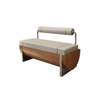 Natural Wood design Upholstered Booth with Matching Table and Chairs Japanese Aesthetic Cafe Seating Configurable Combination Business Furniture Minimalist Design for Tea Shop Owners, Interior Designers, Lounge Bar, Restaurant