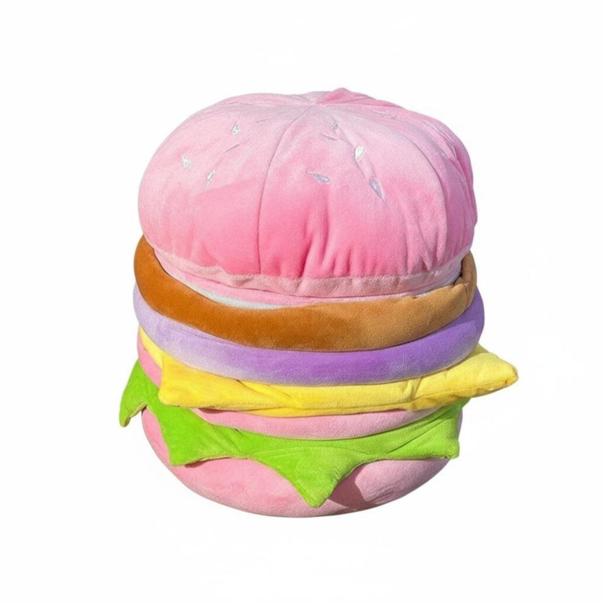 Velvety Hamburger Seat Double-Function Storage Ottoman Multi-Functional