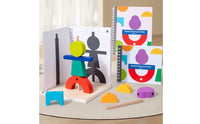 Shadow Matching Game 3D Spatial Reasoning Toy Colorful Wooden Toy with Challenge Cards for Children, Playroom
