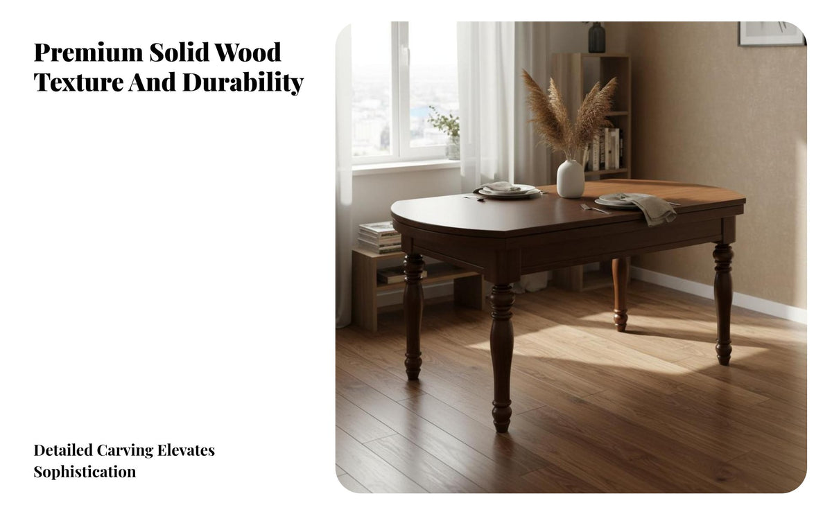 Extendable Dining Table Set Space Saving Solid Wood Dining Set Mid-Period Design for Families, Couples, Small Apartments, Entertaining Guests, Kitchen