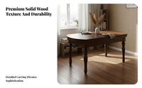 Extendable Dining Table Set Space Saving Solid Wood Dining Set Mid-Period Design for Families, Couples, Small Apartments, Entertaining Guests, Kitchen
