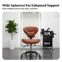 Cushioned Seat Adjustable Swivel Stool with Backrest Ergonomic Design Adjustable Low-Back Task Stool Rolling Casters Indoor Seating Easy to Clean for Salon Technicians, Office Workers, Reception Area, Study Room, Medical Facility, Workshop